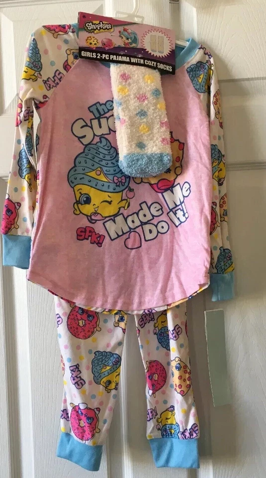 NWT Shopkins Girls 2pc Pajama Set with Cozy Socks size XS Pink Sleepwear - Image 1 of 1