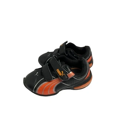 Puma Toddler Size 7 Black Orange Sneaker Shoes hook and Loop - Image 1 of 4