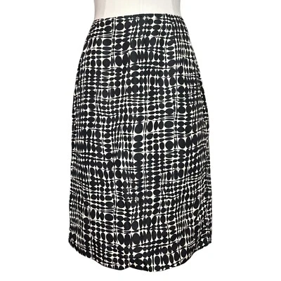 Falda Vintage Trina Turk 100% Seda Talla 4 Negro Blanco Estampado Abstracto Hecha en EE. UU. Foto 1 de 4