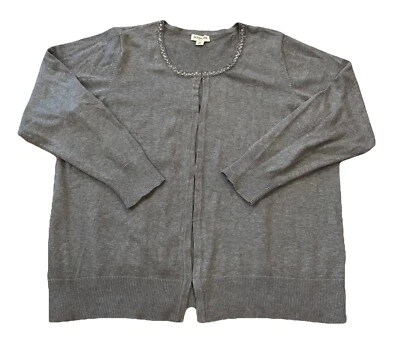 St. John’s Bay Cardigan Sweater Sz 3X Womens Grey Sequin Beaded Cardigan - Image 1 of 4