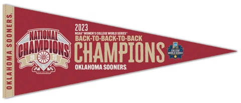 OKLAHOMA SOONERS 2023 Women's College World Series CHAMPS Premium Felt PENNANT Cover