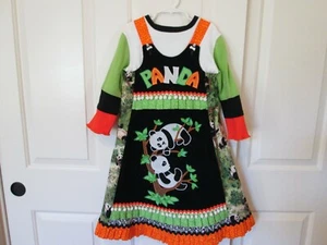 Boutique Custom 7 8 9 10 Panda Winter dress feliz Fall OOAK - Picture 1 of 12