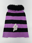 Halloween Dog Sweater Purple Black Stripe With Ghost Sz Small Pet Outfit Party