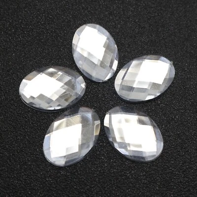 50 Clear Flatback Acrylic Rhinestone Oval Gems 18X25mm No Hole - Imagem 1 de 4