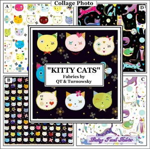QUILTING FABRICS, TURNOWSKY, KITTY CATS, 27922,27923, FABRICS PRICED @ 1/2 YD - Picture 1 of 5