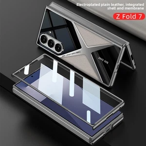 Phone Case for Samsung Z Fold 7 Electroplated Leather Hard Protective Cover - Picture 1 of 15