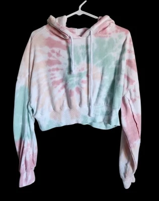 Sudadera corta con capucha Aeropostale para mujer teñida con corbata melocotón crema marrón talla XS  Foto 1 de 3