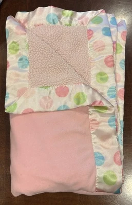 Manta bebé Carters Just One Year rosa verde azul lunares borde satinado en muy buen estado Foto 1 de 4