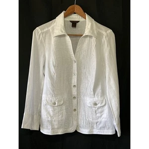 VTG Sara Isabella 100% Linen Jacket M White Coastal Preppy Classic Quite Luxury  - Picture 1 of 13