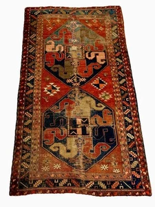 Armenian Antique Chondzoresk Cloudband Karabakh Rug W/Pad All Wool 4’ 5” X 7’ 9” - Picture 1 of 16