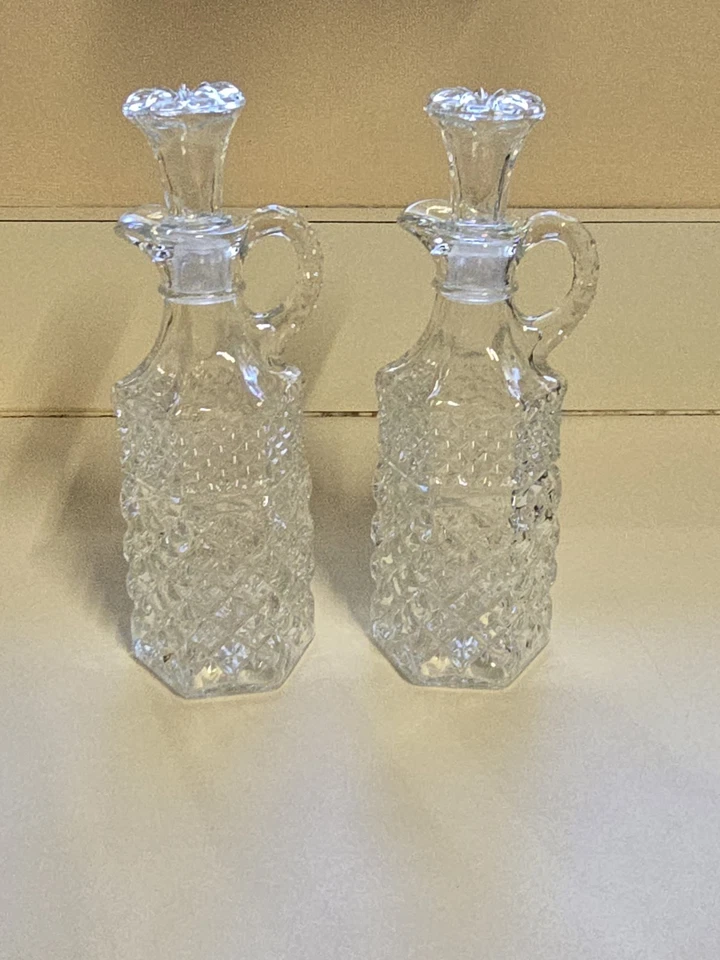 Juego de 2 cruetas de aceite y vinagre de cristal Anchor Hocking Wexford de colección Foto 1 de 4