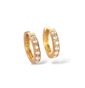 Orecchini da donna piccoli a cerchio con zirconi bianchi in oro 18 kt 750 - Picture 1 of 4