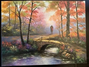 Vickie Wade Idaho Artist Oil Painting 2012 Autumn Whispers 24x18 Couple on Path - Picture 1 of 11