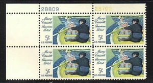#1322 - 5¢ Mary Cassatt Issue - MNH Plate Block 4 - Picture 1 of 1