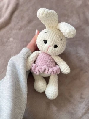 Handmade crochet stuffed bunny animal, rabbit plush, crochet, Christmas Toy - Image 1 of 4