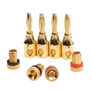 10pz placcato oro 4mm spina a banana cavo musicale connettore altoparlante audio - Picture 1 of 5