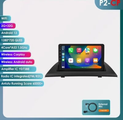 RADIO 2 DIN GPS For BMW X3 E83 ANDROID BLUETOOTH USB NAVIGATOR CARPLAY 2/32 - Image 1 of 4