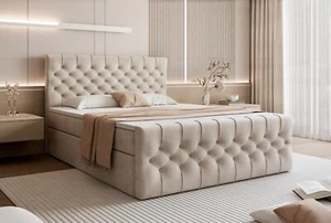 Boxspringbett Schlafzimmerbett Bett Doppelbett 160x200 Bettkasten + Topper - Bild 1 von 75