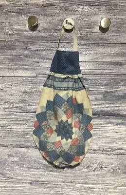 Bolsa de plástico para supermercado trapo calcetín soporte flor dalia edredón bloque azules rosas crema Foto 1 de 3