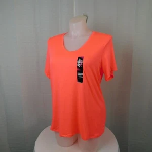 Zone Pro Active Plus Size Short Sleeve V-Neck Workout T-Shirt 3X Neon Pink #9037 - Picture 1 of 5