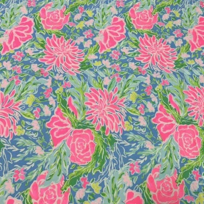 Tela de popelina de algodón Lilly Pulitzer ZANZÍBAR AZUL AZUL CONEJITO BUSINESS 36" X 57" Foto 1 de 4