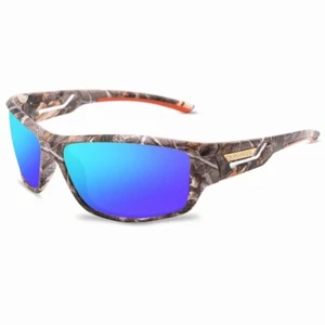 Camo Sunglasses Hunting Shooting Fishing Sports Glasses Blue Grey Amber Lens - Picture 1 of 8