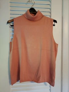 Josephine Chaus Large Silk Blend Sweater Pink Orange EUC sleeveless - Picture 1 of 5
