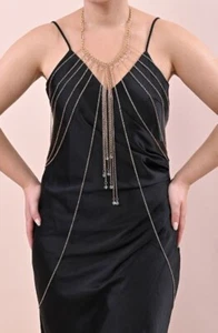 Clear Bead Drops Body Chain - Gold - 22-24 inches - Picture 1 of 2