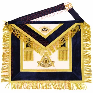 Handmade Masonic Past Master Apron with Compasses & Quadrant - Genuine Lambskin - Picture 1 of 7
