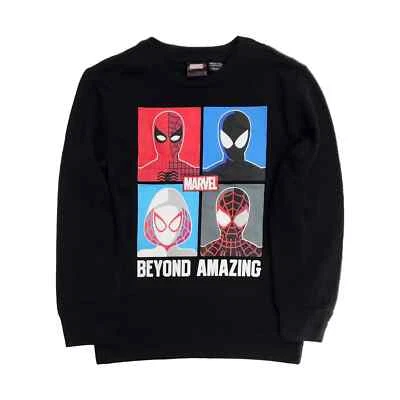 Marvel Boys Spider-Man Beyond Amazing Comic Pullover Black Sweatshirt New Small - Image 1 of 4
