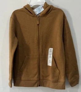 Felpa con cappuccio zip intera Cat & Jack ragazzo taglia 8 anni colore kaki/marrone scuro nuova con etichetta - Foto 1 di 5