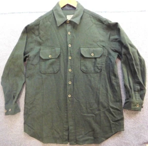 LL Bean Men's Button Down L/S Wool Blend Shirt Hunter Green Size M VTG - Picture 1 of 16