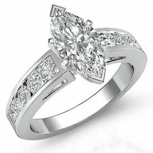 3Ct Marquise Cut Simulated Diamond 14K White Gold Over Solitaire Engagement Ring