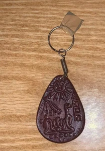 Vintage Collectible Keychain Charm Key Ring FOB Machu Picchu Peru Carved Wood Mj - Picture 1 of 9