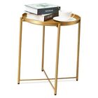  Side Table End Table for Small Spaces Outdoor Accent Table Round Metal 1 Gold
