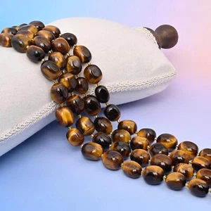 Tiger Eye Oval Beads Size 10-17mm Jewelry Making 15.5 Inch Strand - Picture 1 of 3