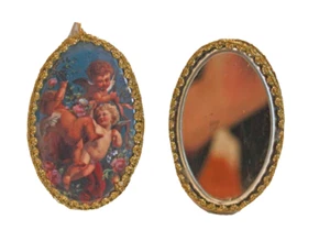 Christmas Ornaments Vintage Style Victorian Photo Cupids Mirror Backs Oval - Picture 1 of 1