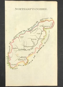 Northamptonshire map by John Aikin England Delineated with text original 1803 - Picture 1 of 3
