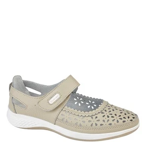 Boulevard L 9552 Ladies' Touch Fastening Perforated Leather Mary Jane Shoes - Picture 1 of 7