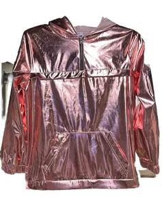 Girls Jacket Hoodie Windbreaker Metallic Rose Large 10/12 Target Hooded Top NWT - Picture 1 of 10