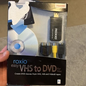 J Roxio Easy VHS to DVD Mac VHS Hi8 V8 Video to DVD or Digital Converter Sealed - Afbeelding 1 van 4