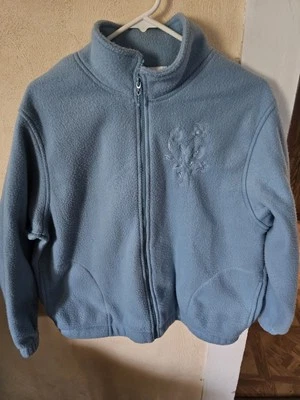 Alfred Dunner Petite PM Blue Embroider Full Zip Fleece Jacket Floral Monochrome - Image 1 of 3