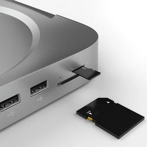 Sleek Gray Base Expansion Dock for Mac Mini with Enhanced Connectivity Features - Photo 1/12