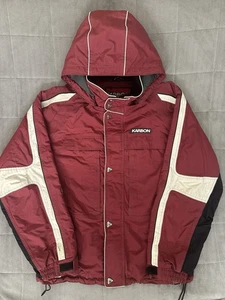 Vintage Karbon Full Zip Hooded Weather Maroon Winter Ski Coat Men’s L Heavy Duty - Bild 1 von 14