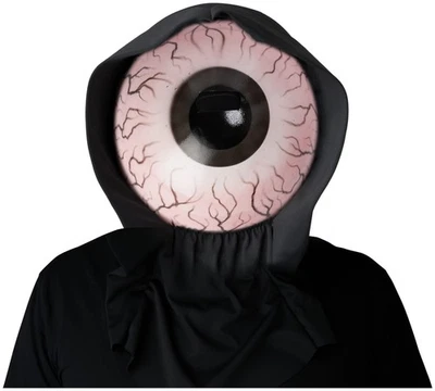 Optic Nerve Blue Alien Big Eyeball Horror Adult Mens Costume Light Up 1/2 Mask - Image 1 of 2