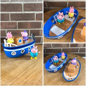 Peppa Pig Push & Go Opa Schweine Kajütboot mit Unterlager + 2 Einwegfiguren - Bild 1 von 8