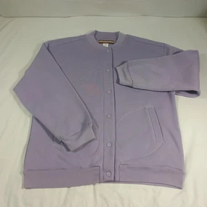 Tudor Court Jacket Y2K Womens M Lavender Snap Front Varsity Fleece Pockets - Picture 1 of 11