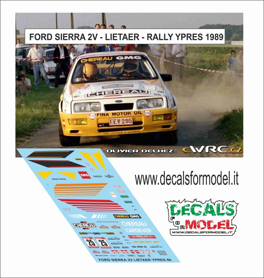 DECALS 1:43 FORD SIERRA 2V LIETAER RALLY YPRES 1989 - Immagine 1 di 1