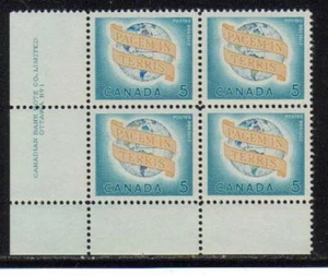 1964 Canada SC# 416 LL - World Peace Plate # 1 Plate Block M-NH Lot # 221 - Picture 1 of 1