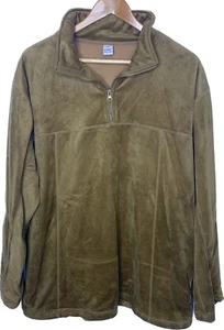 Vintage 90s quarter zip sweatshirt mens XXL yellow brown suede fleece - Picture 1 of 11